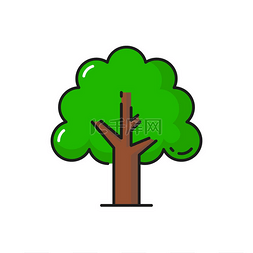 平坦图标图片_绿树图标森林和自然植物有树枝和