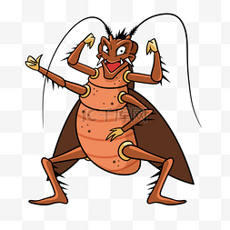 蟑螂卡通插画风格棕色