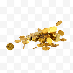 经济金钱硬币金条金币堆