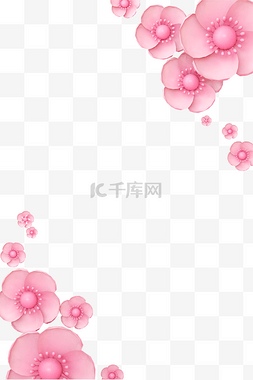 樱花立体剪纸图片_粉色C4D立体春天樱花桃花植物花朵
