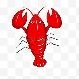 大红色海鲜卡通小龙虾剪贴画