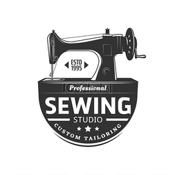矢量缝纫机图标图片_用于裁缝服务或女裁缝工作室的缝