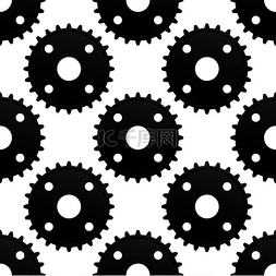黑色机械背景图片_机械齿轮无缝图案的工业黑色小齿