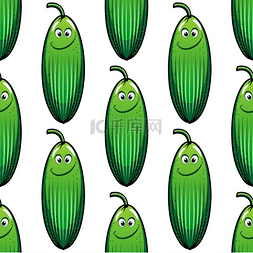 绿色背景黄瓜图片_可爱的小微笑绿色卡通黄瓜，方形