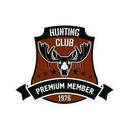 复古麋鹿图片_狩猎俱乐部会员徽章设计使用盾牌