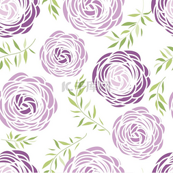 无缝模式与紫色的花朵。