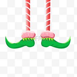 国潮精灵图片_圣诞节精灵腿卡通条纹绿色