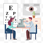 眼睛治疗视力表医生正在给美女治疗