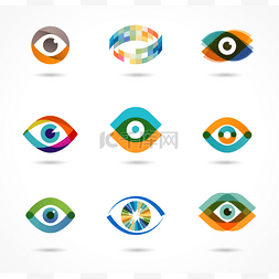 eye图片_Set of colorful eye icons 