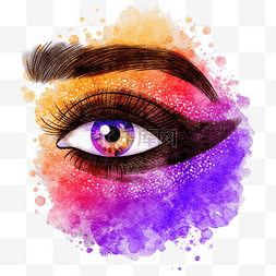彩色艺术抽象图片_女性眼睛水墨风格