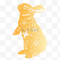 剪纸兔图片_烫金兔子剪纸兔年