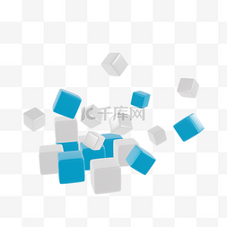 3DC4D立体蓝白色方块