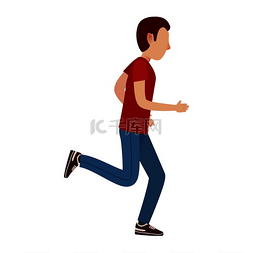 运动男人背景图片_身穿红色 T 恤、运动裤和运动鞋的