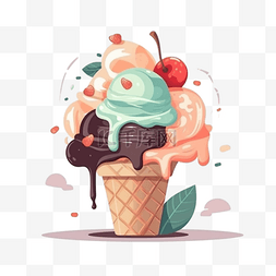 冰激凌插画图片_美味清凉冰激凌杯