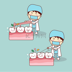 png牙医图片_牙医使用牙线清洁牙齿