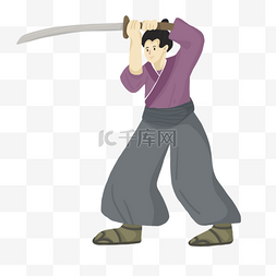 日本武士风格图片_佩刀的日本武士卡通风格