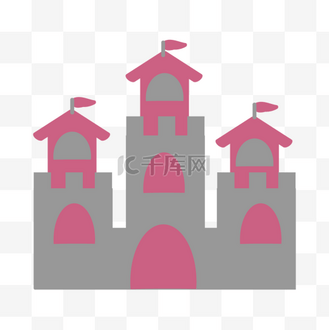 灰色粉色城堡卡通可爱剪贴画