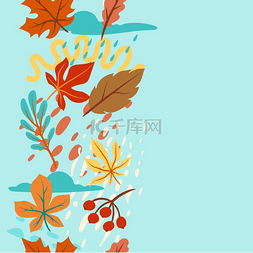 植物无缝花纹图片_无缝花纹与秋天的落叶。