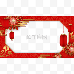 喜庆几何背景图片_春节新年红色喜庆边框