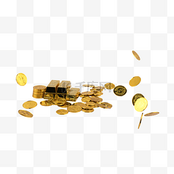 金币经济奖金金条硬币堆