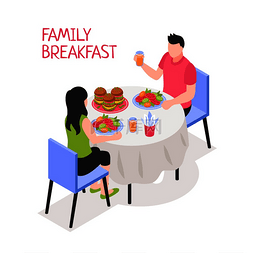 每日家庭早餐男人和女人在早餐时