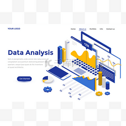 平面彩色现代等距概念图-数据分