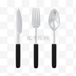 勺刀叉图片_3DC4D立体餐具刀叉勺