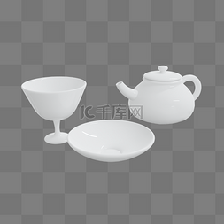 水杯白色图片_餐具水杯盘子茶壶