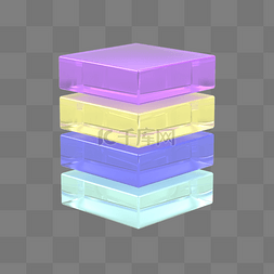 图片堆叠图片_C4D毛玻璃漂浮立体方块堆叠块