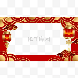 红色华丽背景图图片_春节几何新年喜庆多边形边框