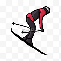 像素艺术滑雪运动极速冬季