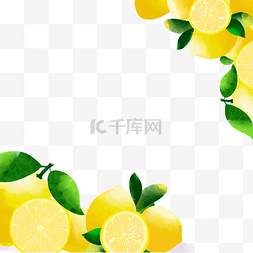 边框柠檬图片_黄色柠檬水果水彩边框