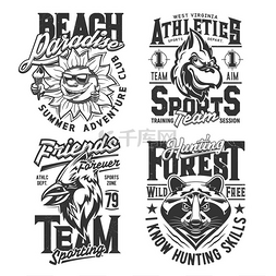 狩猎俱乐部、运动队和海滩天堂 T 
