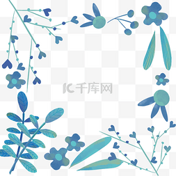 植物花朵蓝色图片_清新花朵蓝色花环边框