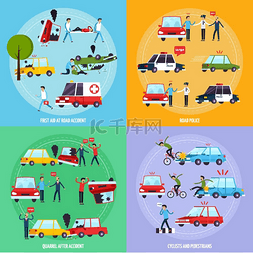 双方事故图片_道路事故概念图标集道路事故概念