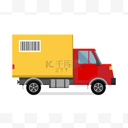 商店包装图片_Delivery vector transport truck van and gift 