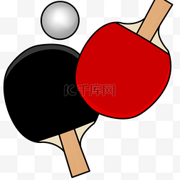 卡通黑红色反向乒乓球剪贴画