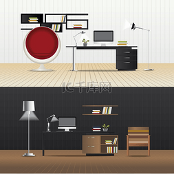 工作室电脑图片_平面设计室内工作室和室内家具矢