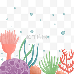 被海葵包围的鱼图片_水彩海洋珊瑚生物海葵海带