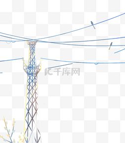 电缆素材图片_电缆高压线信号塔