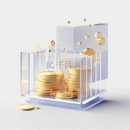 金色立体金币图片_3D商务金融金币图标元素