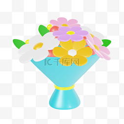 鲜花追忆图片_3DC4D立体六一儿童节彩色花束