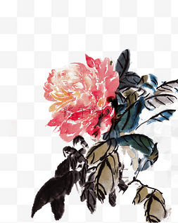 水墨中国画图片素材图片_鲜艳的牡丹花