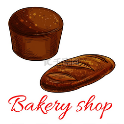 面包店的面包图标。