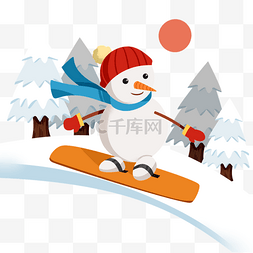 夏季钓鱼的人图片_卡通可爱圣诞节滑雪的圣诞雪人