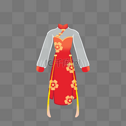 服装设计无模特图片_新中式改良红色旗袍服装设计