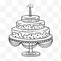 三层的蛋糕图片_豪华黑色线稿生日快乐三层生日蛋