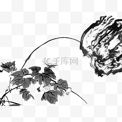 水墨中国画图片素材图片_叶子上的蚂蚱