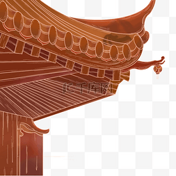 中国风古风国潮风房檐建筑描线