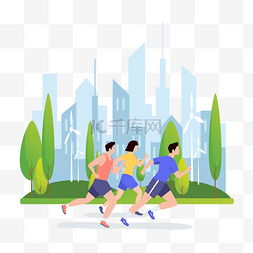 扁平男人跑步奔跑冲刺图片_扁平碳中和新能源低碳环保跑步